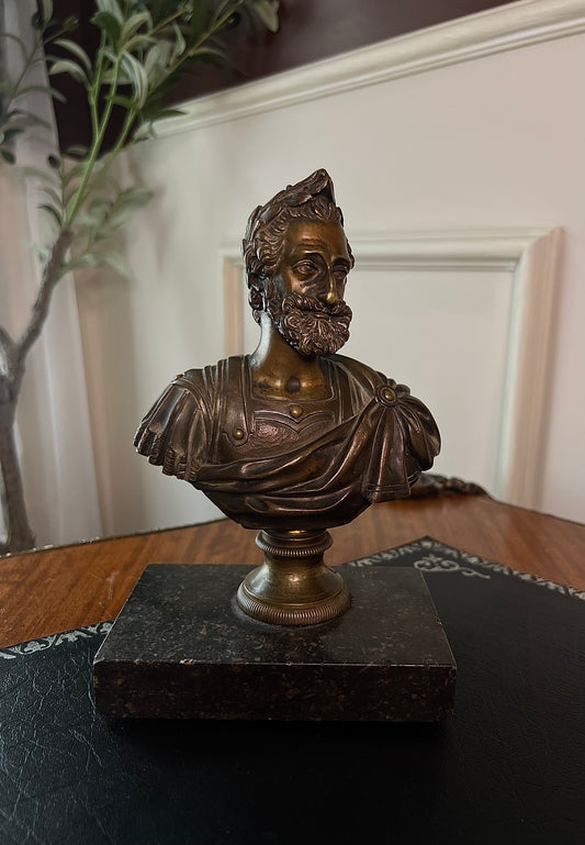 19th Century Bronze and Marble Bust of King Henri IV