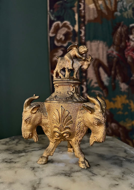 19th century antique bronze inkwell