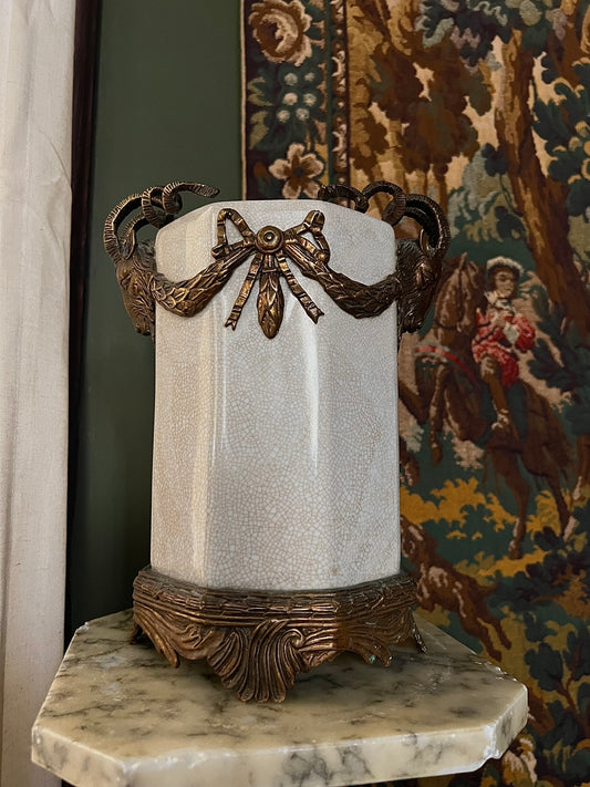 Antique Bronze Mounted Porcelain Vase
