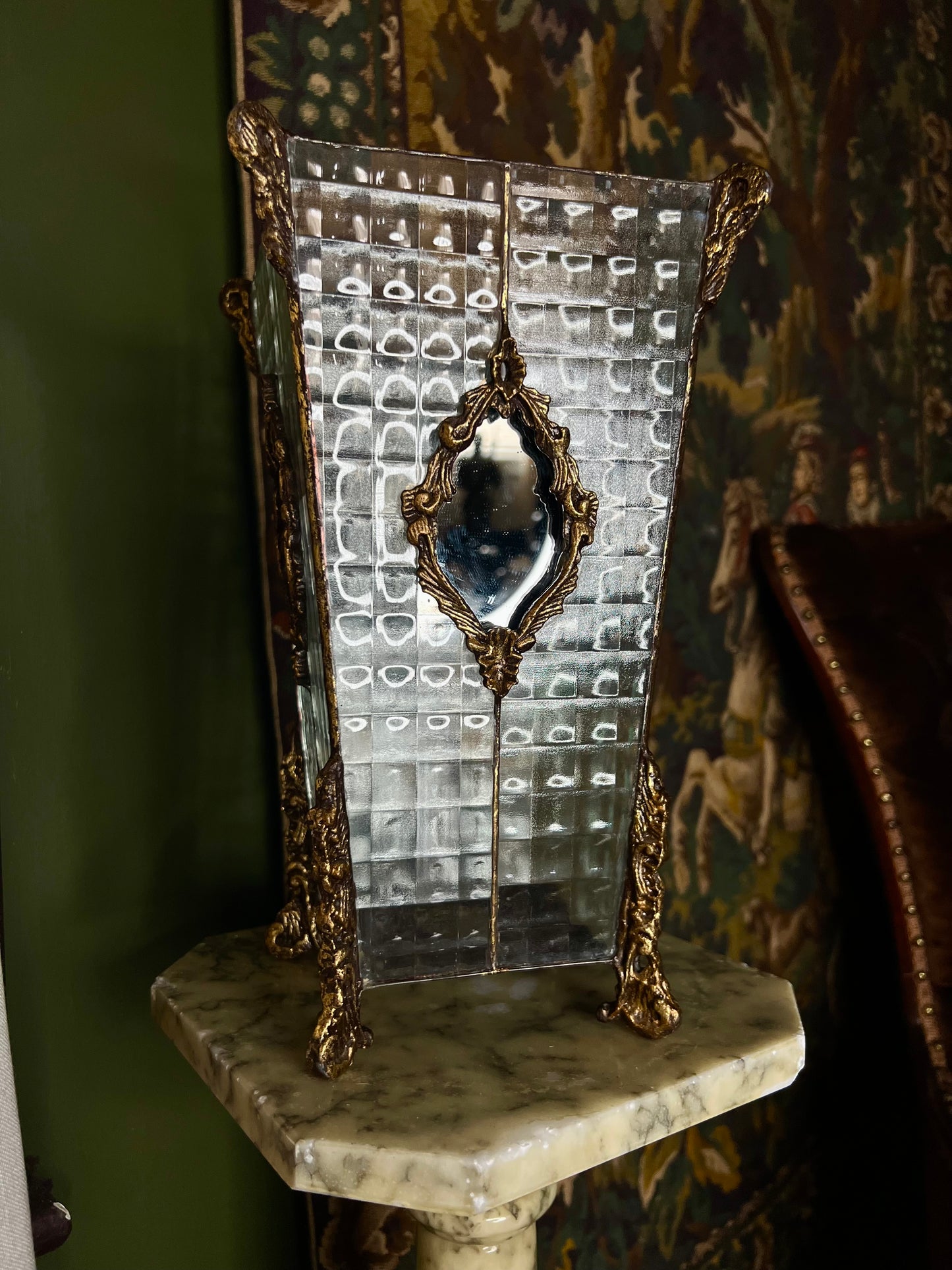 Vintage Square Mirrored Vase