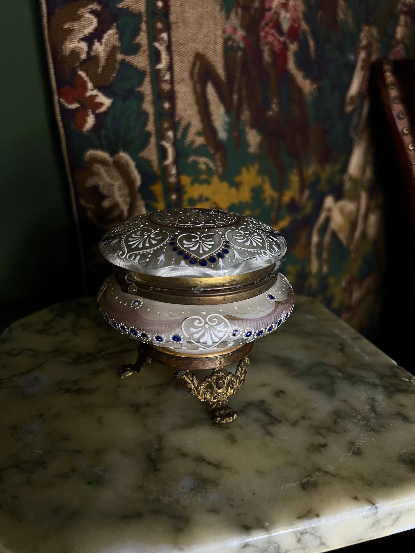 Antique Painted Powder Puff Jar