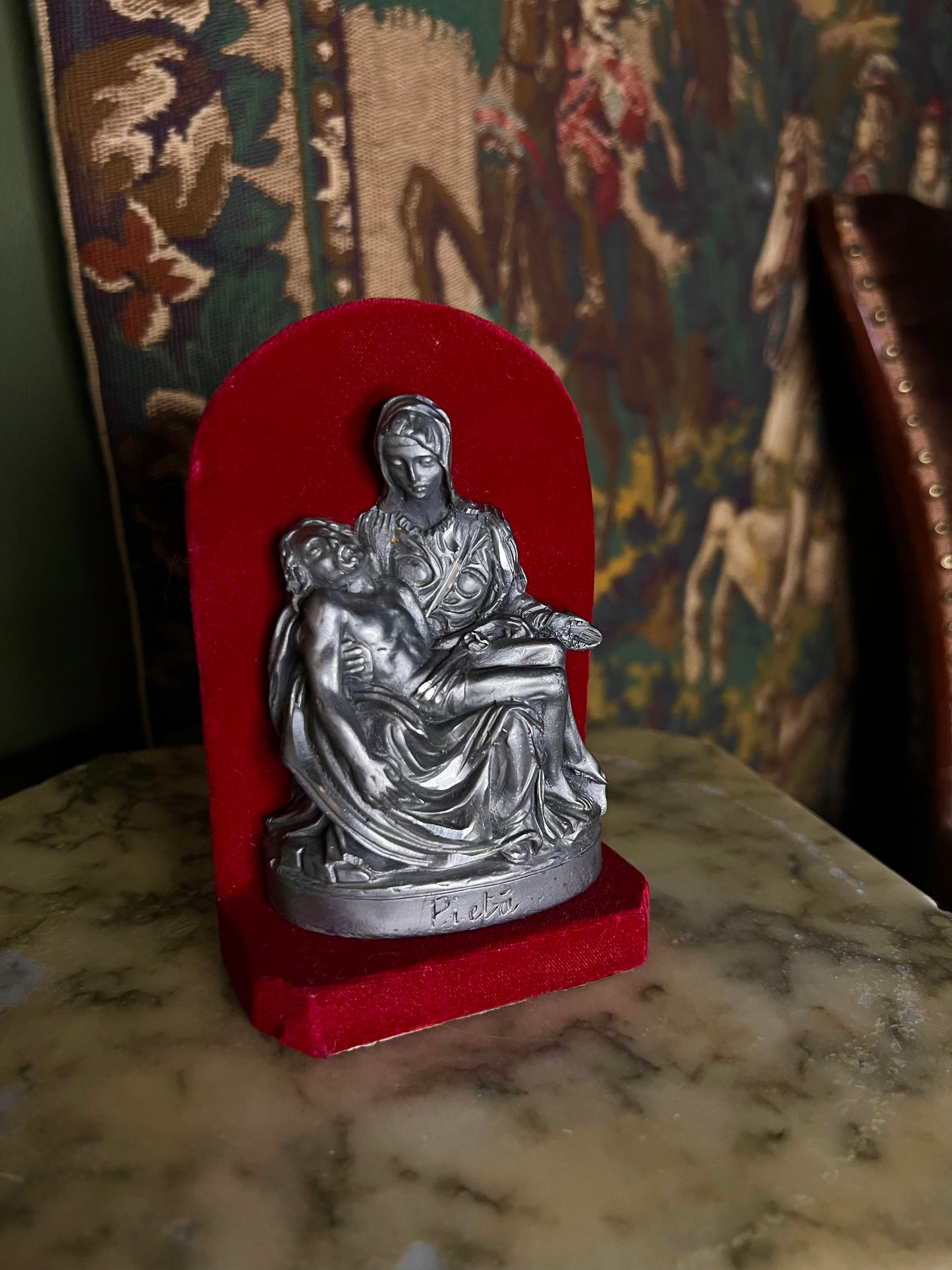 Pewter Pietra on Velvet Stand