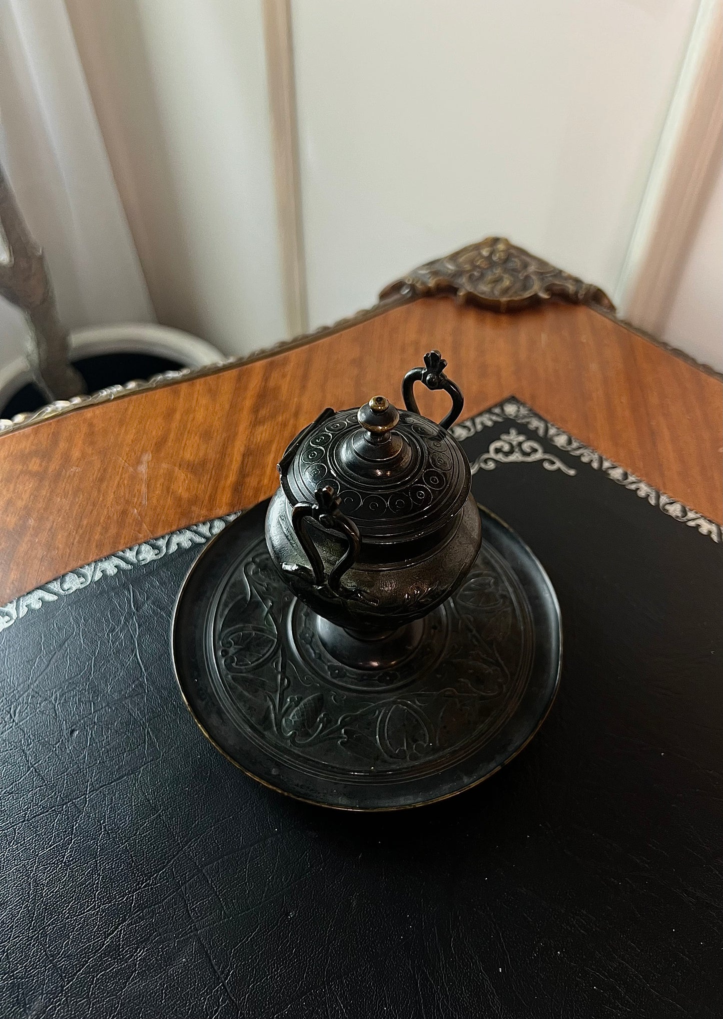 Antique Bronze Inkwell