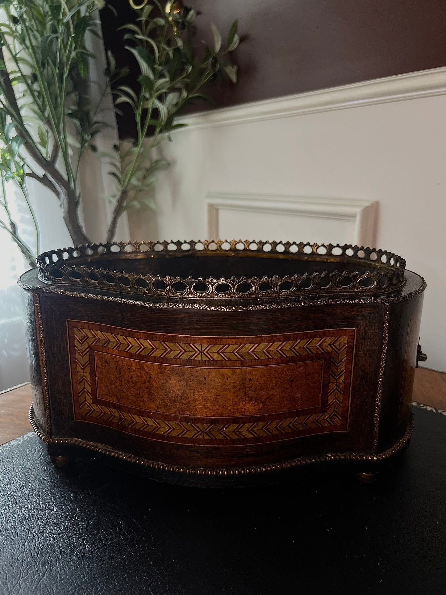 19th Century Napoleon III Wood and Bronze Jardiniere