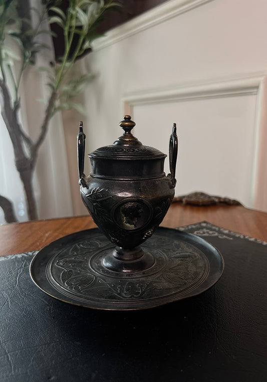 Antique Bronze Inkwell