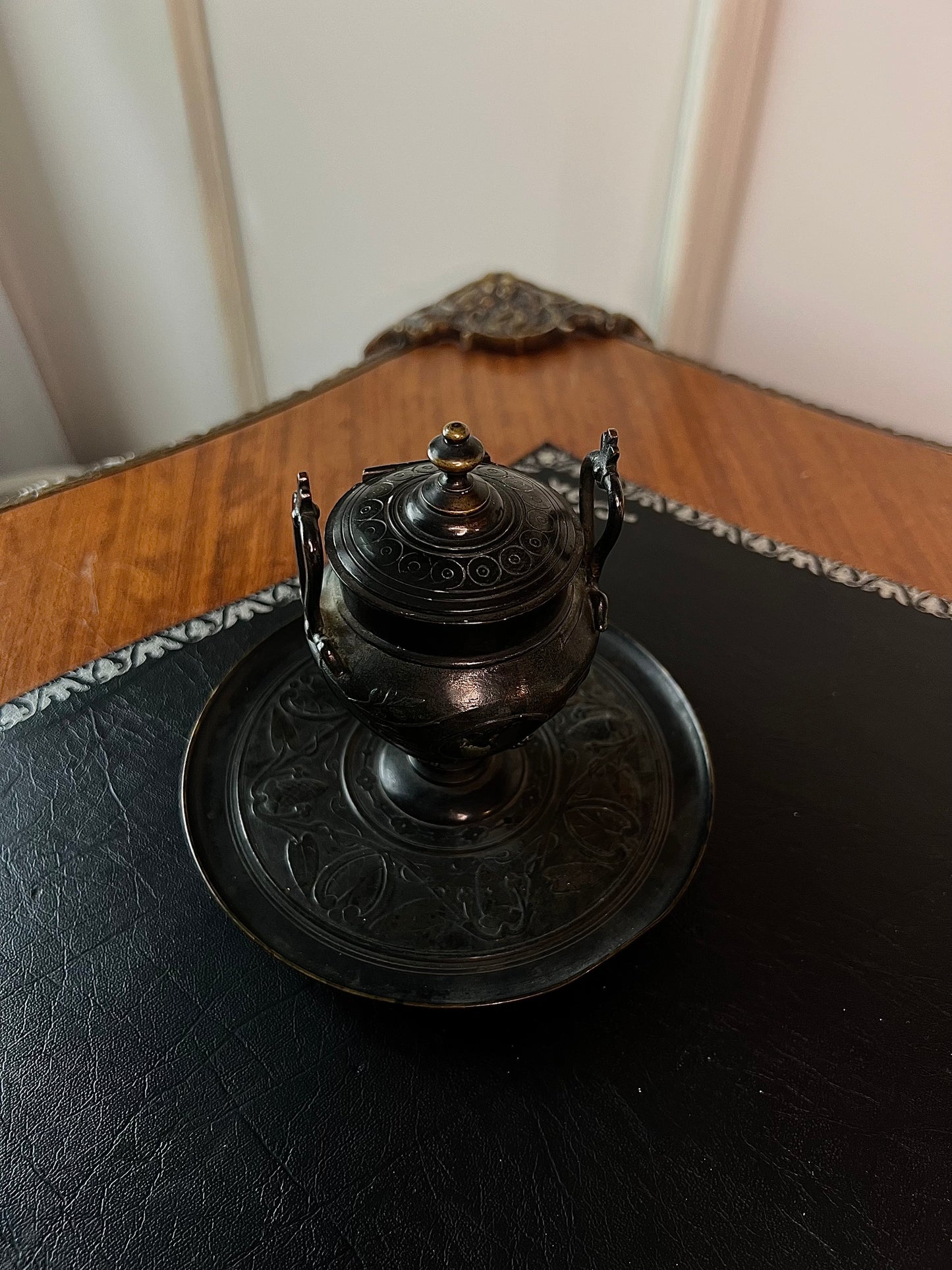 Antique Bronze Inkwell