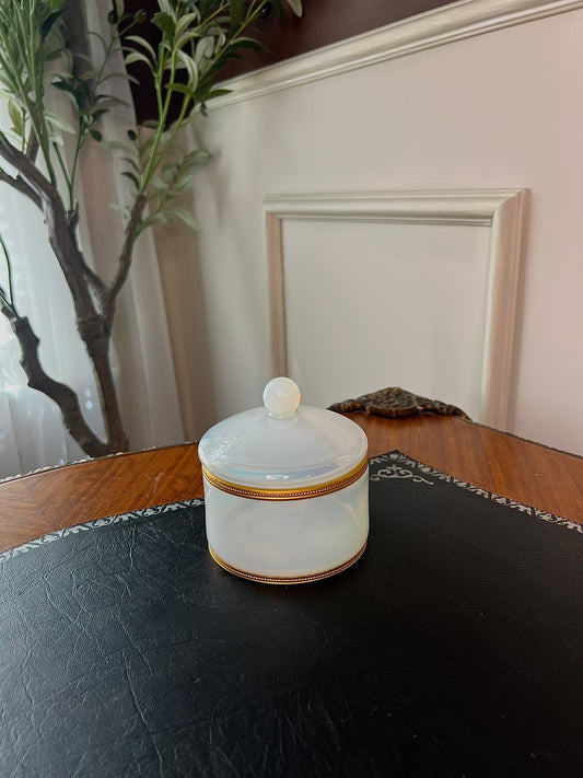 Opaline Jar Lined with Brass